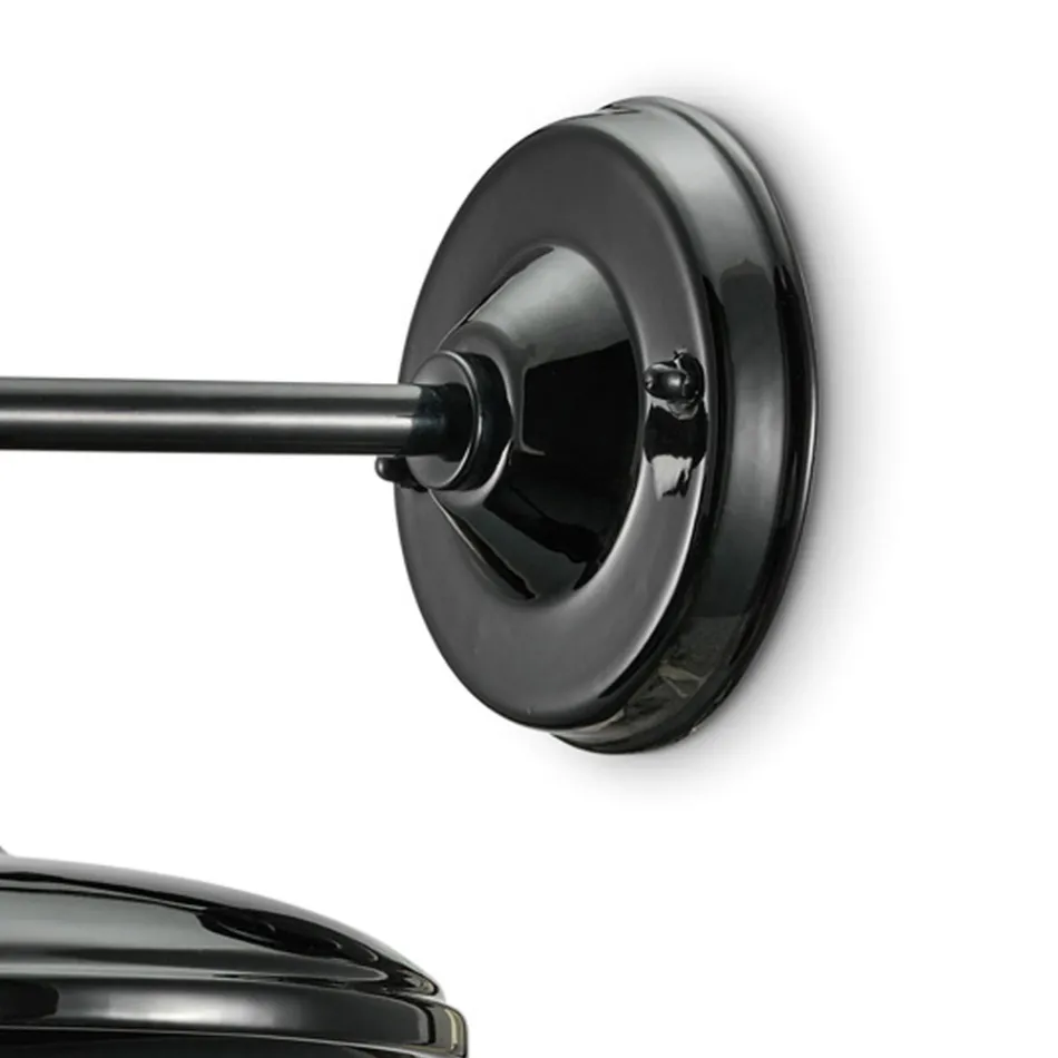 Wandleuchte aus schwarzer Keramik und Eisen im industriellen Vintage-Design - Bew Viadurini