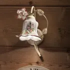 Wandleuchte aus Metall und handverzierter Keramik mit Rose - Pisa Viadurini