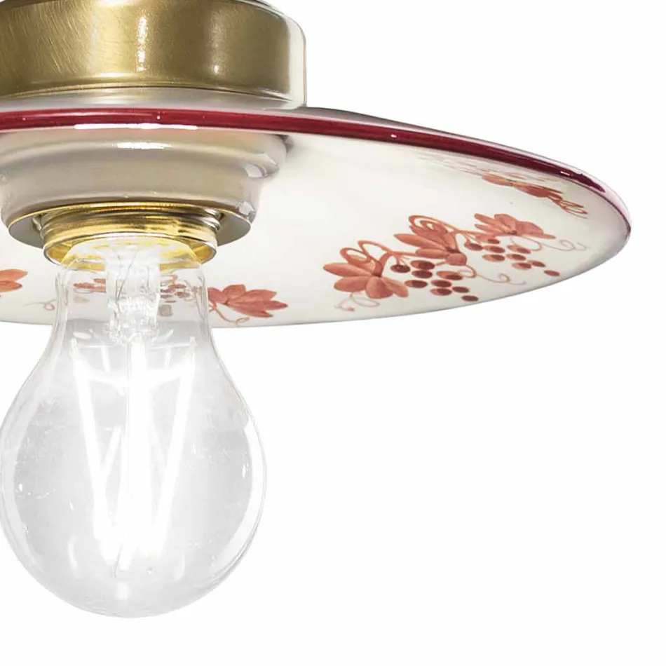 Wandleuchte im Vintage-Design aus Eisen und handbemalter Keramik - Asti Viadurini