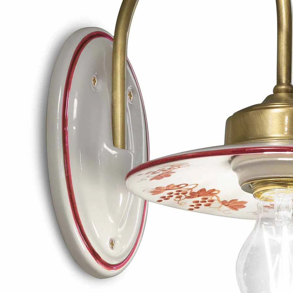 Wandleuchte im Vintage-Design aus Eisen und handbemalter Keramik - Asti Viadurini