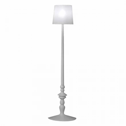 Hohe Wandapplikation aus weißer Keramik und Lampenschirm aus Leinen - Cadabra Viadurini