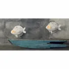 Wandleuchte in mattweißem Keramikdesign mit dekoriertem Fisch - Fisch Viadurini