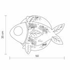 Wandleuchte in mattweißem Keramikdesign mit dekoriertem Fisch - Fisch Viadurini