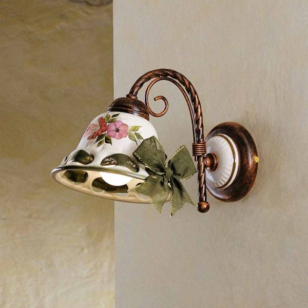 Wandlampe aus keramik im rustikalen stil ferroluce napoli