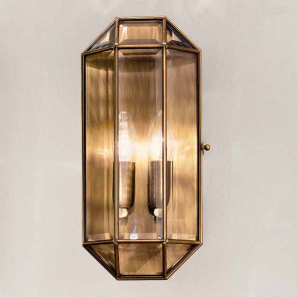 Handgefertigte wandlampe aus glas und messing 1 oder 2 lichter - bound von il fanale