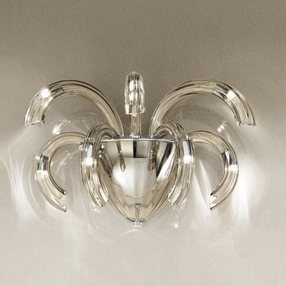 Handwerkliche Wandlampe aus venezianischem Glas und Metall Made in Italy - Jason Viadurini