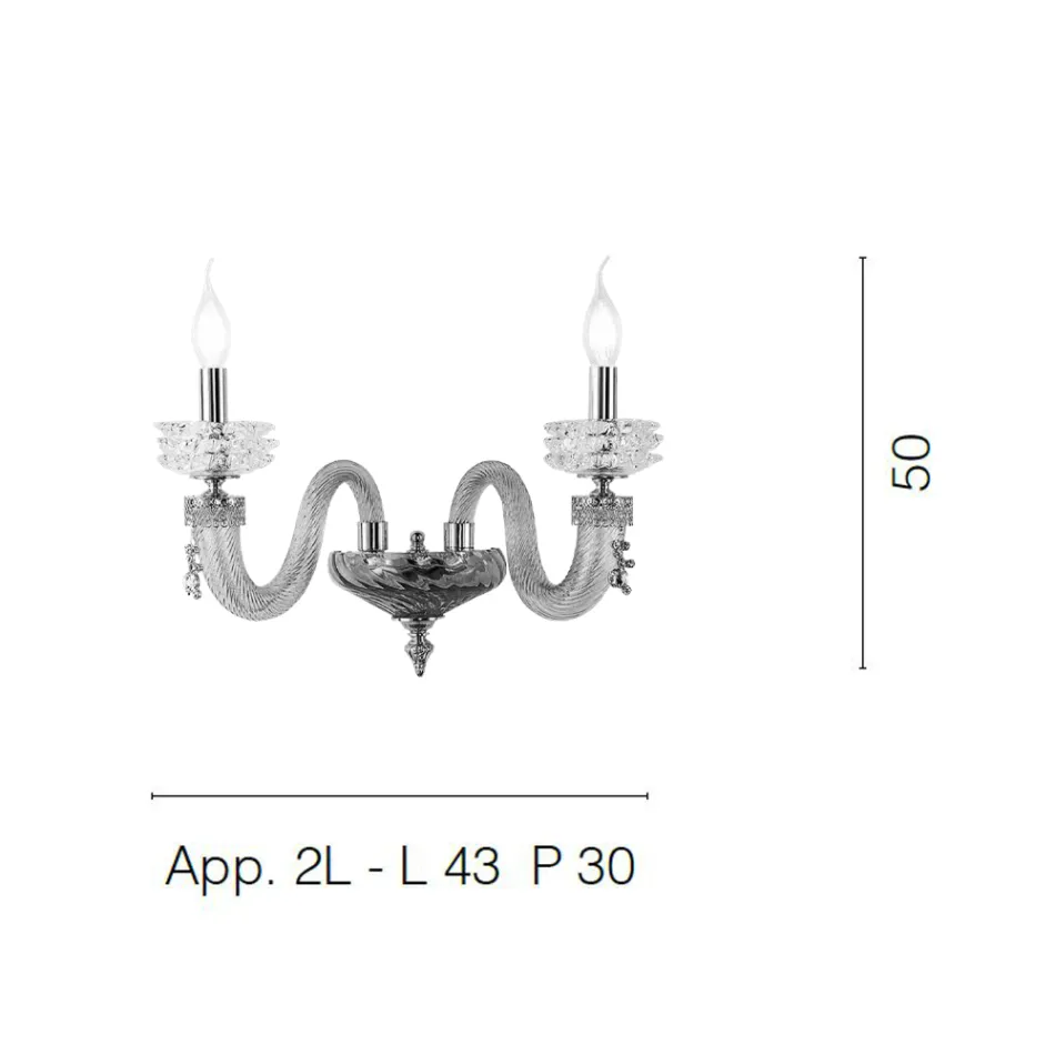Klassische Wandlampe 2 Lichter Handgefertigtes Luxusglas Made in Italy - Saline Viadurini