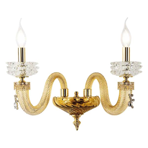Klassische wandlampe 2 lichter handgefertigtes luxusglas made in italy - saline