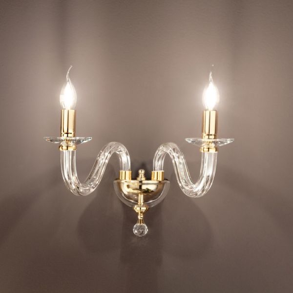 Klassische wandlampe 2 lichter italienisches handgefertigtes glas und metall - rapallo