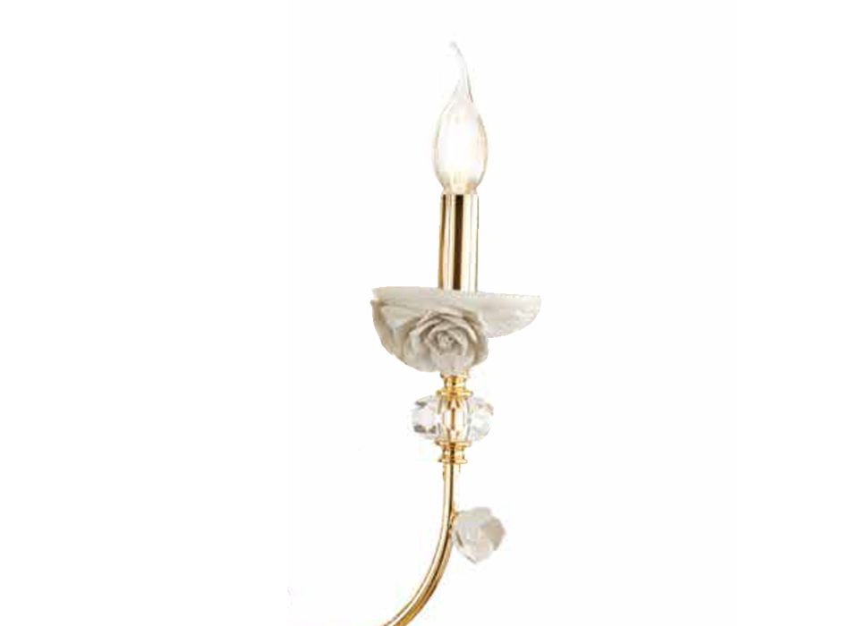 Klassische Wandlampe 3 Lichter aus Porzellan und luxuriösem mundgeblasenem Glas - Eteria Viadurini