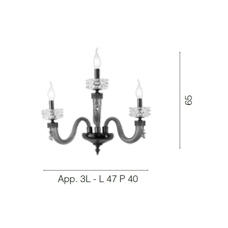 Klassische Wandlampe 3 Lichter Handgefertigtes Luxusglas Made in Italy - Saline Viadurini