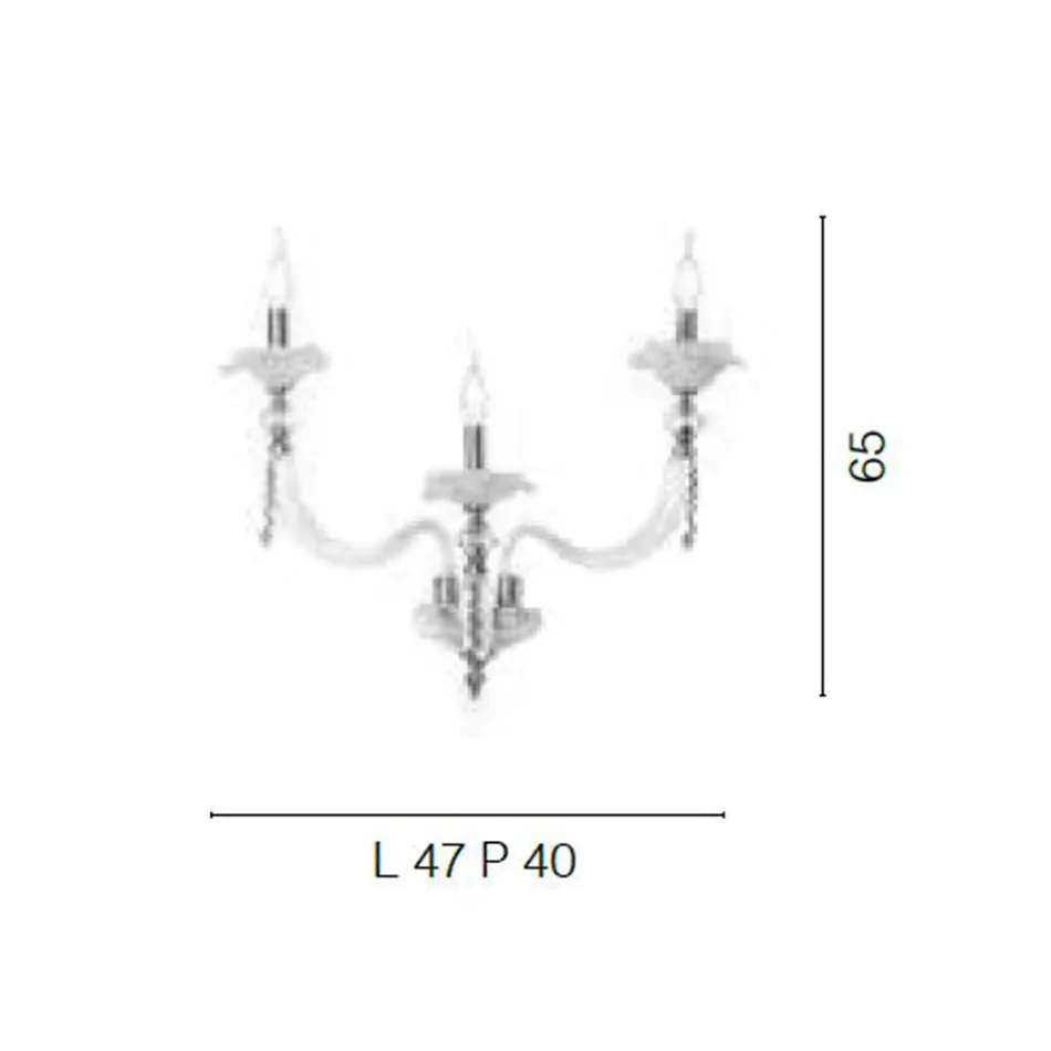 Klassische Wandlampe 3 Lichter mundgeblasenes Glas und florale Details - Bluminda Viadurini
