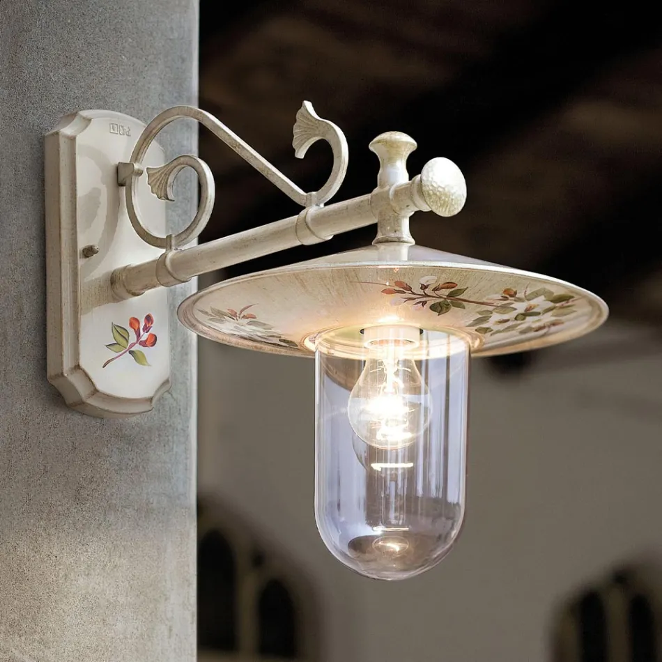 Klassische handbemalte und dekorierte Außenwandleuchte aus Aluminium - Genua Viadurini