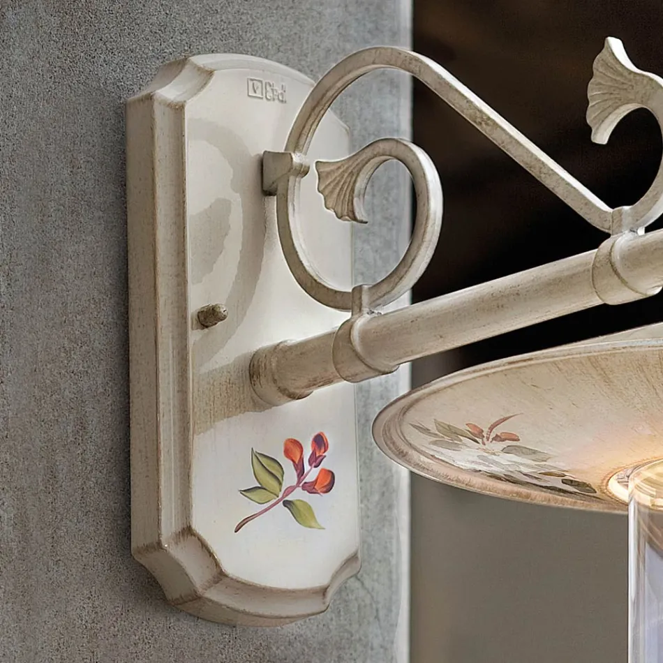 Klassische handbemalte und dekorierte Außenwandleuchte aus Aluminium - Genua Viadurini