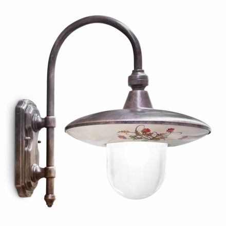 Außenwandleuchte aus schwarzem Aluminium und handgemalten Blumen - Latina Viadurini