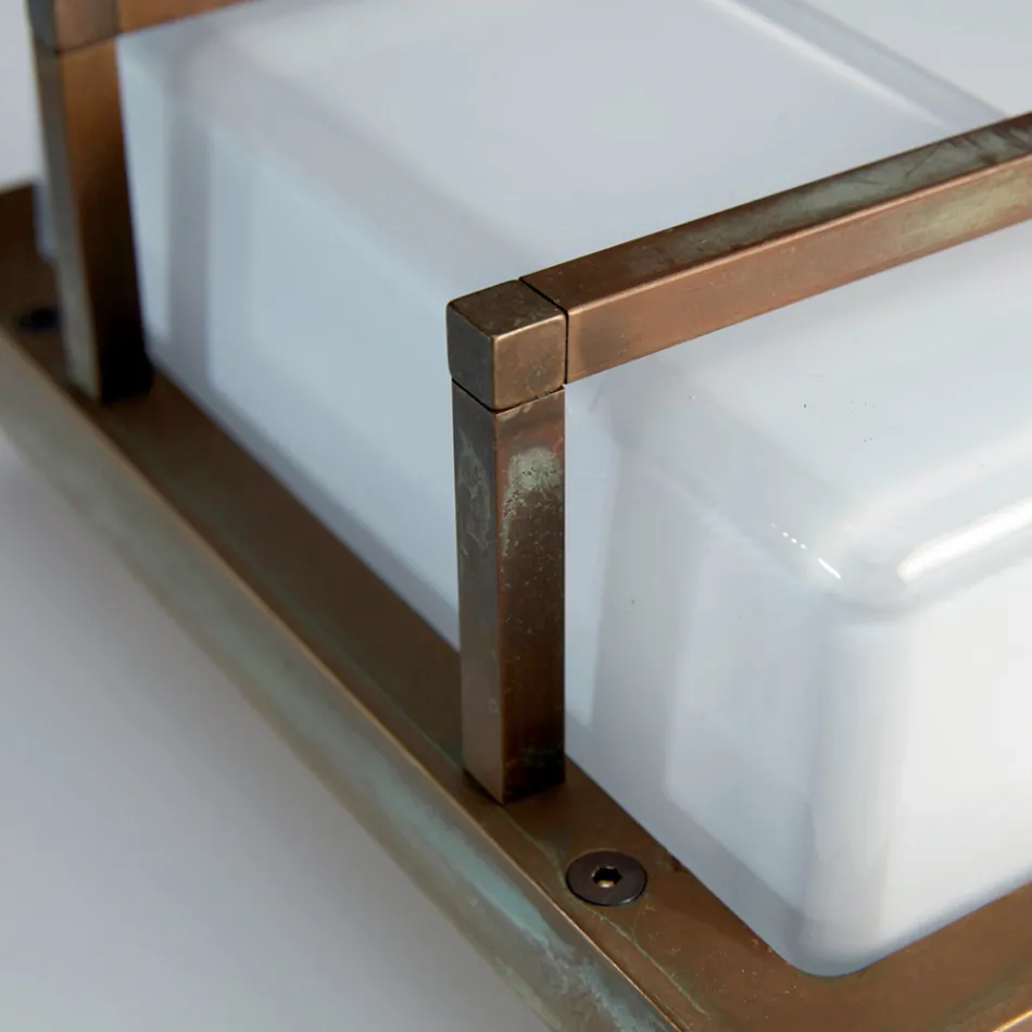 Außenwandleuchte aus Messing, E27, geometrisches Design, hergestellt in Italien – Kristall Viadurini