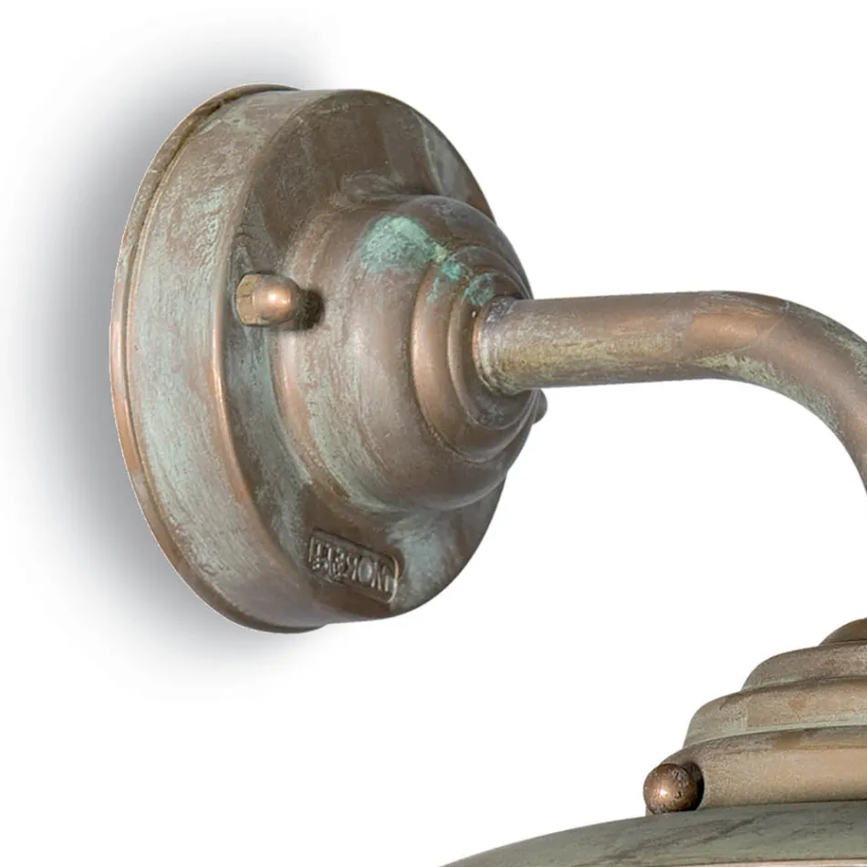 Vintage-Außenwandleuchte aus Messing, Klarglas - Elfico Viadurini