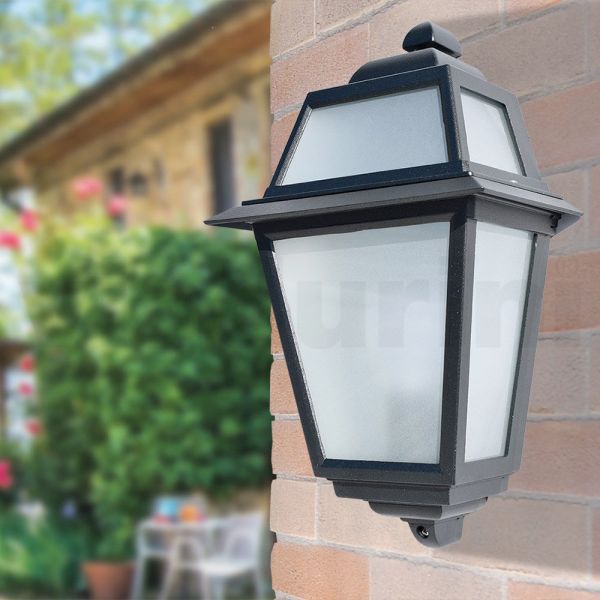 Außenwandleuchte aus anthrazitfarbenem aluminium und glas made in italy - elric