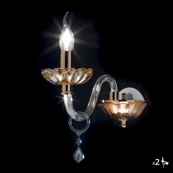 Klassische design wandleuchte in kristall und glas belle, 2 stück
