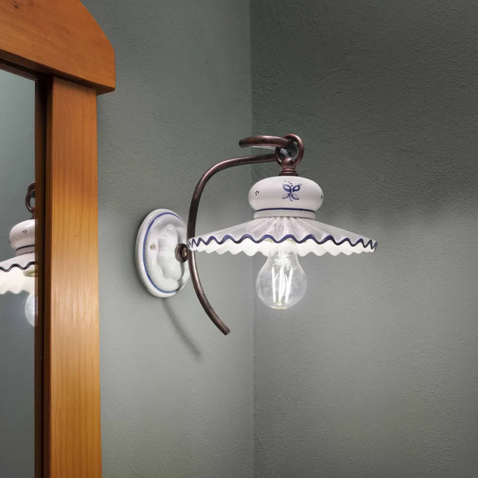 Rustikale Wandleuchte aus Keramik Ferroluce Roma Viadurini