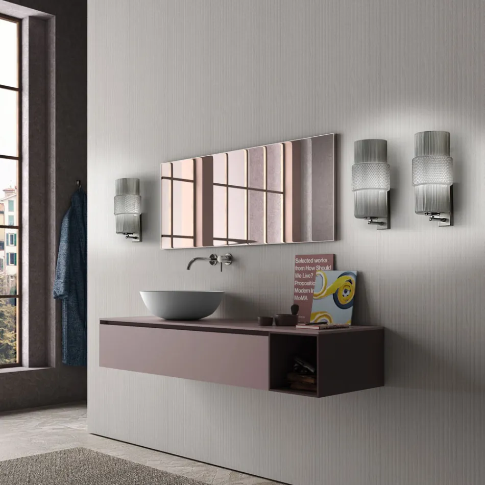 Wandleuchte aus mundgeblasenem Glas in Venedig und Metall - Satomi Viadurini