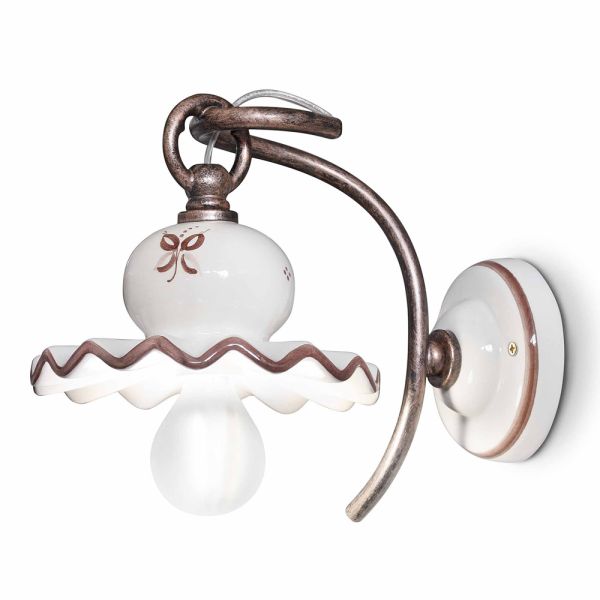 Wandlampe im rustikalen stil aus keramik ferroluce roma