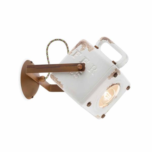 Wandlampe im industrial vintage design aus keramik und eisen julia