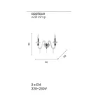 Klassische Design-Wandlampe mit 2 Lichtern aus handbearbeitetem Chromglas - Similo Viadurini