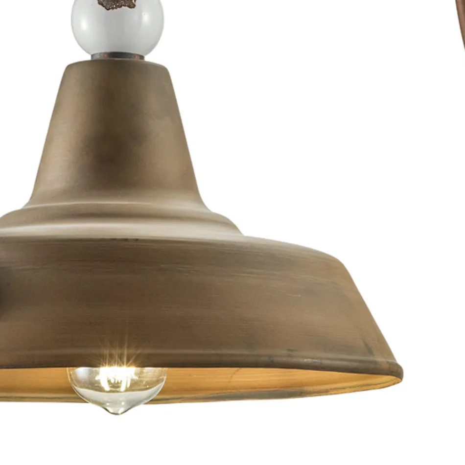 Industriedesign-Wandlampe aus Eisen und Keramik, handgefertigt - Grunge Viadurini