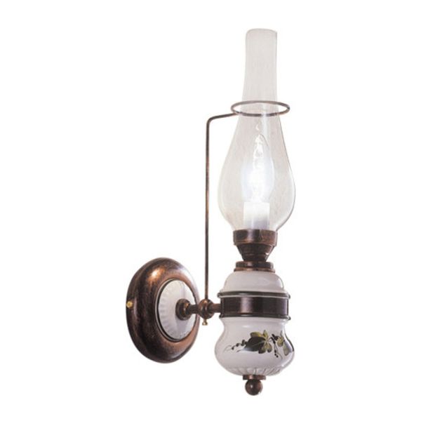 Wandlampe im vintage-design aus handbemaltem eisen und keramik - pompeji