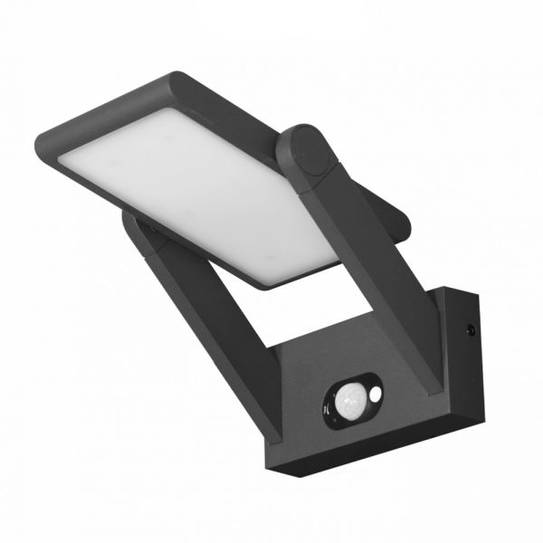 Wandleuchte solar led spotlight aus weißem oder schwarzem aluminium mit sensor - hugo