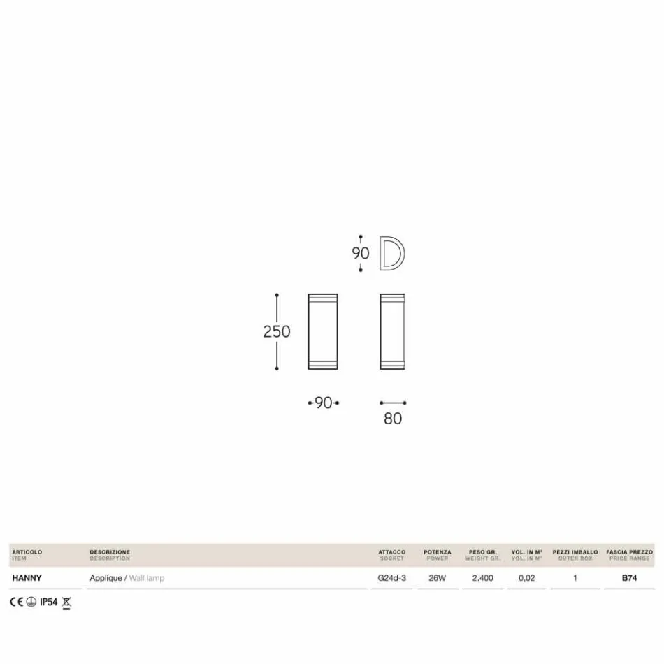 Wand Hanny Aldo Bernardi Messing und weißem Methacrylat Viadurini