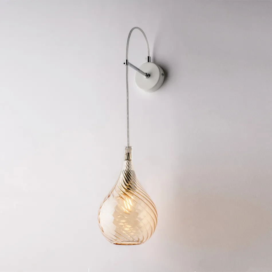 Wandleuchte aus Eisen mit Pyrex-Glas, hergestellt in Italien, für die Inneneinrichtung - Amazonia Viadurini