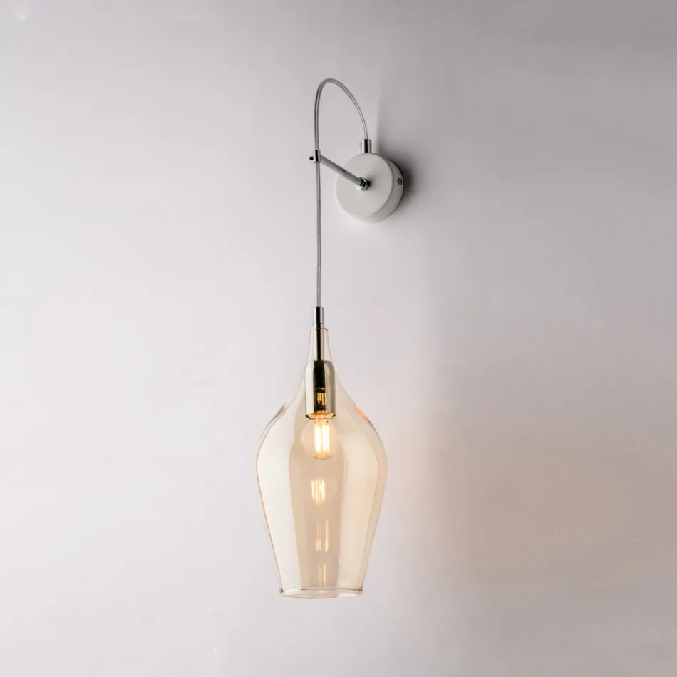 Wandleuchte aus Eisen mit Pyrex-Glas, hergestellt in Italien, für die Inneneinrichtung - Sparta Viadurini