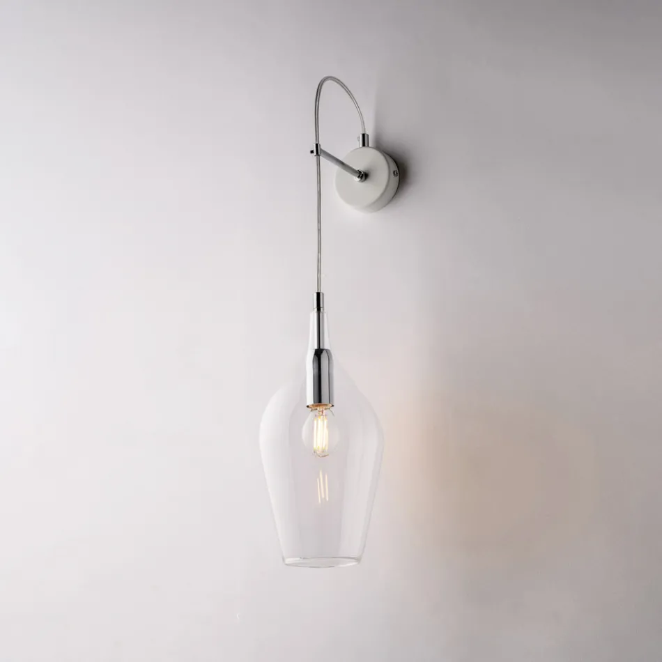 Wandleuchte aus Eisen mit Pyrex-Glas, hergestellt in Italien, für die Inneneinrichtung - Sparta Viadurini