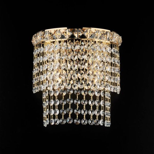 Vergoldete eisenwandlampe mit strasssteinen, hergestellt in italien – bayern