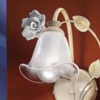 Applikation aus Eisen und sandgestrahltem Glas mit Rose aus Keramikdekoration - Siena Viadurini