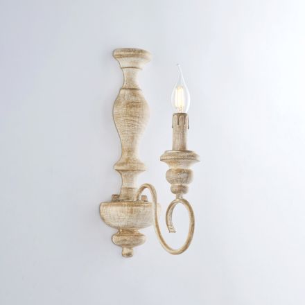 Wandleuchten aus Holz und lackiertem Eisen, hergestellt in Italien für die Inneneinrichtung - Toskana Viadurini