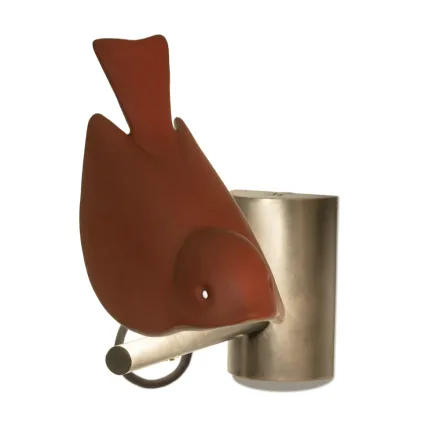 Applikation aus emaillierter toskanischer Majolika und Metall Made in Italy - Uccellino Viadurini