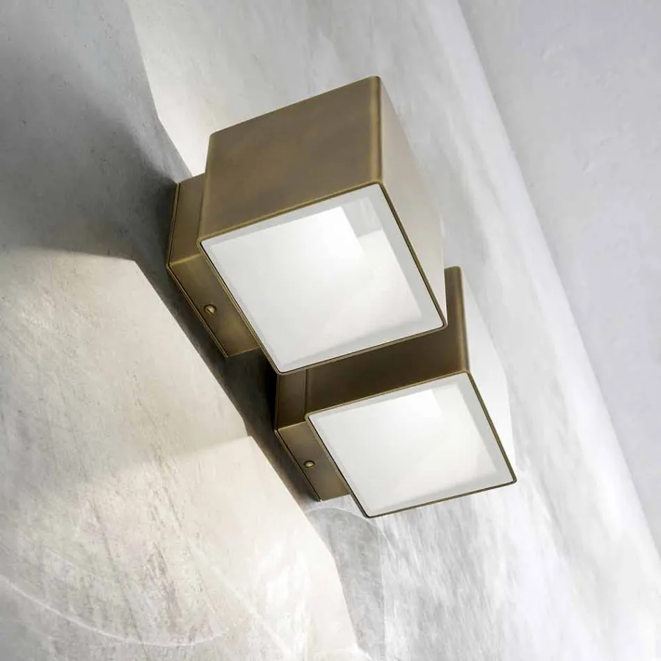 Wandleuchte aus Messing und Gips Made in Italy - Cubetto Aldo Bernardi Viadurini