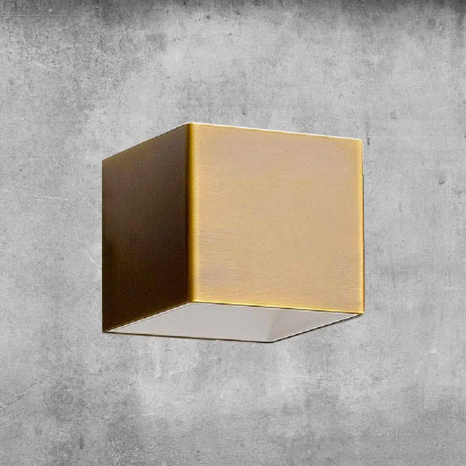 Wandleuchte aus Messing und Gips Made in Italy - Cubetto Aldo Bernardi Viadurini