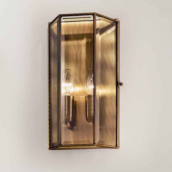 Wandlampe aus messing und glas mit 2 lichtern handgefertigtes design - bound von il fanale