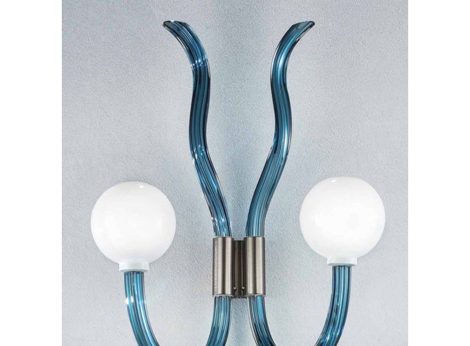 Wandlampe aus blauem Venedig Glas und Metall handgefertigt in Italien - Antonietta Viadurini