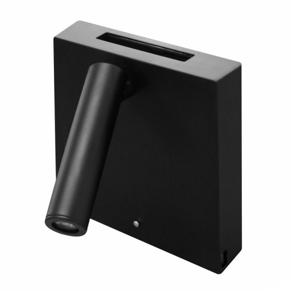 Verstellbare led-wandleuchte aus aluminium mit usb-anschlüssen - paola