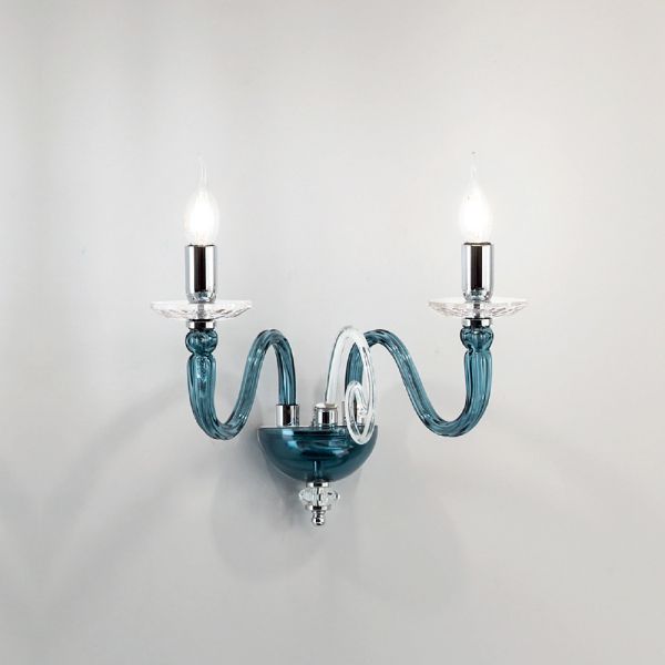 Wandleuchte 2 lichter aus italienischem kunsthandwerksglas und kristall - mariangela