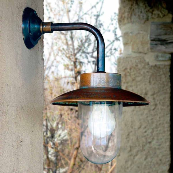Wandlampe aus kupfer, glas und messing nabucco aldo bernardi