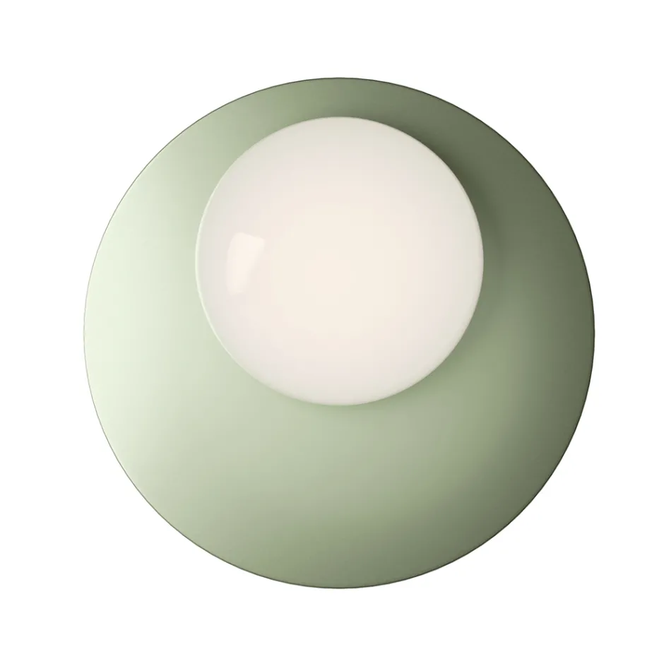 Wand- oder Deckenleuchte aus Aluminium, Metall und weißem Glas - Luma Viadurini