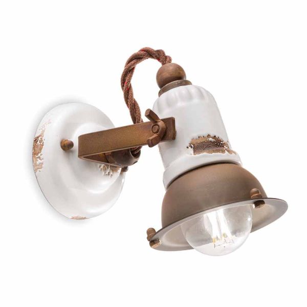 Wandlampe verstellbar aus keramik und metall kendro ferroluce