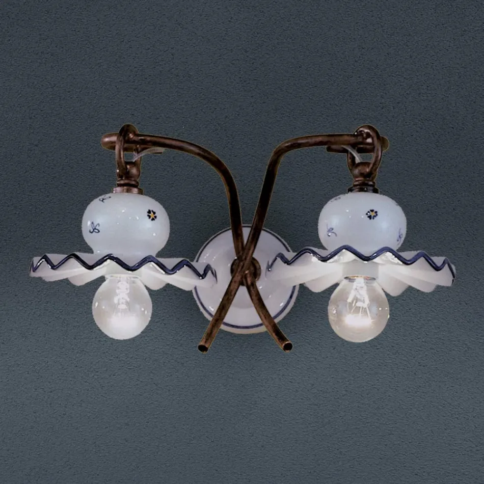 Keramik Wandleuchte handdekoriert Ferroluce Roma Viadurini