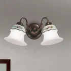 Handbemalte Vintage Wandlampe aus Eisen, Glas und Keramik - Ferrara Viadurini